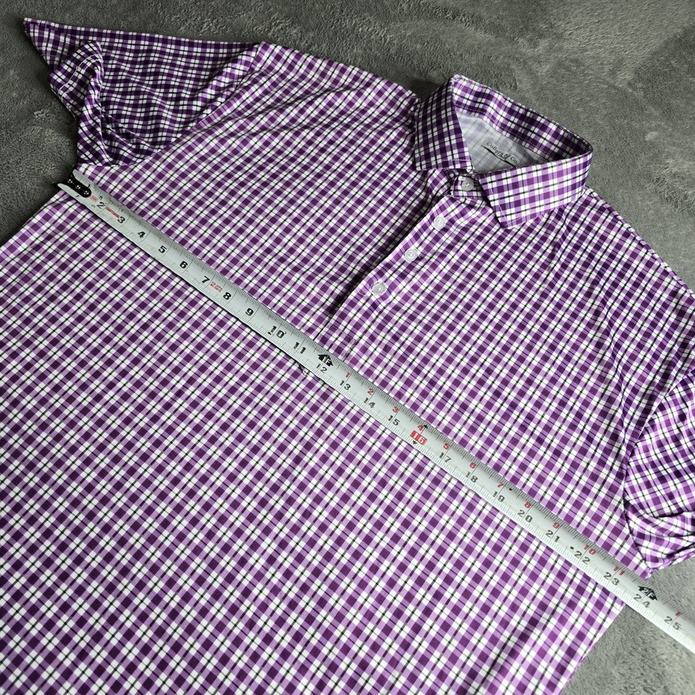 Men's Purple Check Performance Polo - Picture 9 of 16